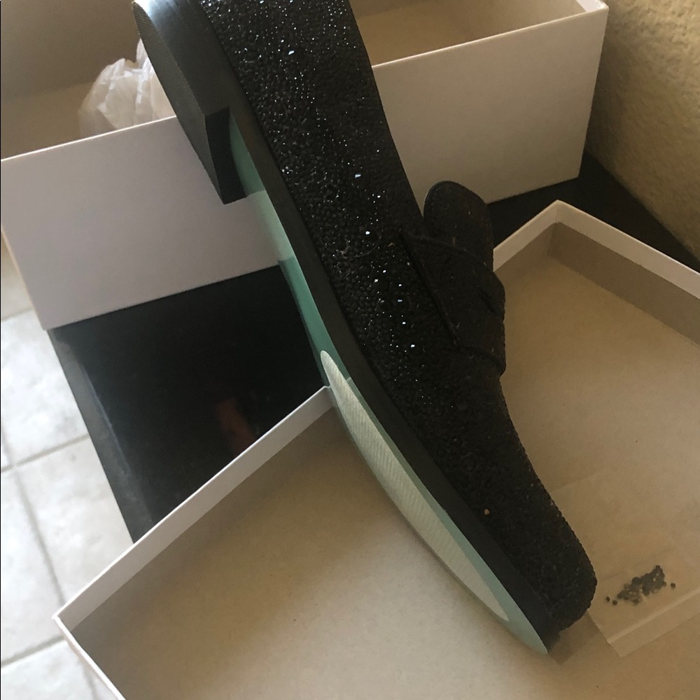 Betsey Johnson New Black Crystal Fully Embellished Loafers with Rounded Toe NWOT - Picture 6 of 8